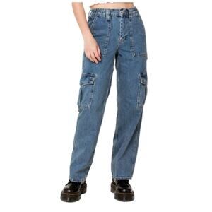 BDG Urban Outfitters Skate Elastic Waist 100% Cotton‎ Blue Cargo Jeans Sz 28